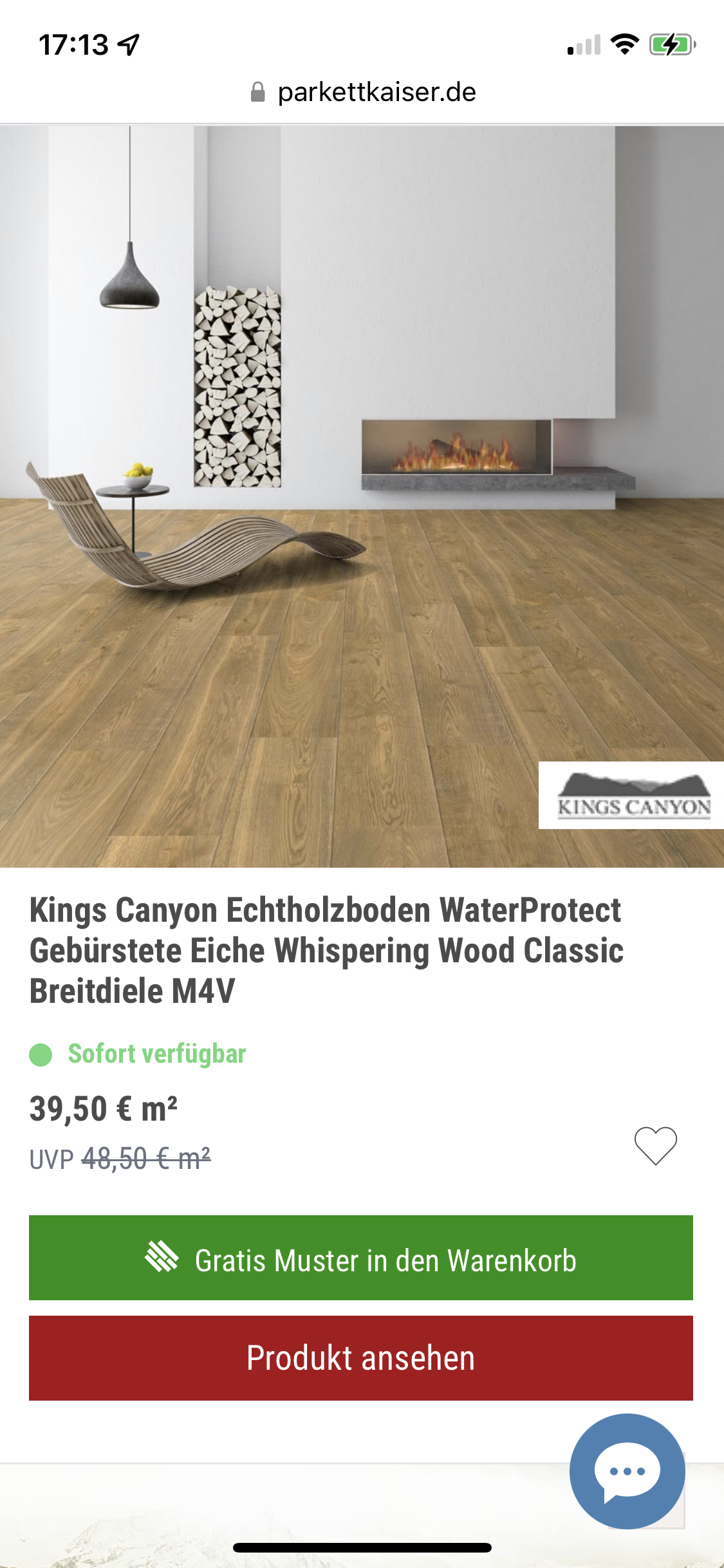 Parquet emperor sample order: category page with call-to-action