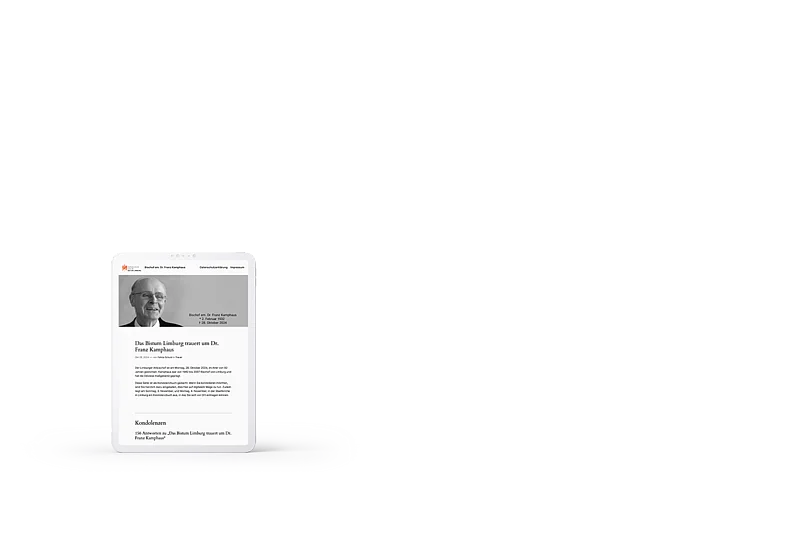 Kondolenz Website für Bistum Limburg