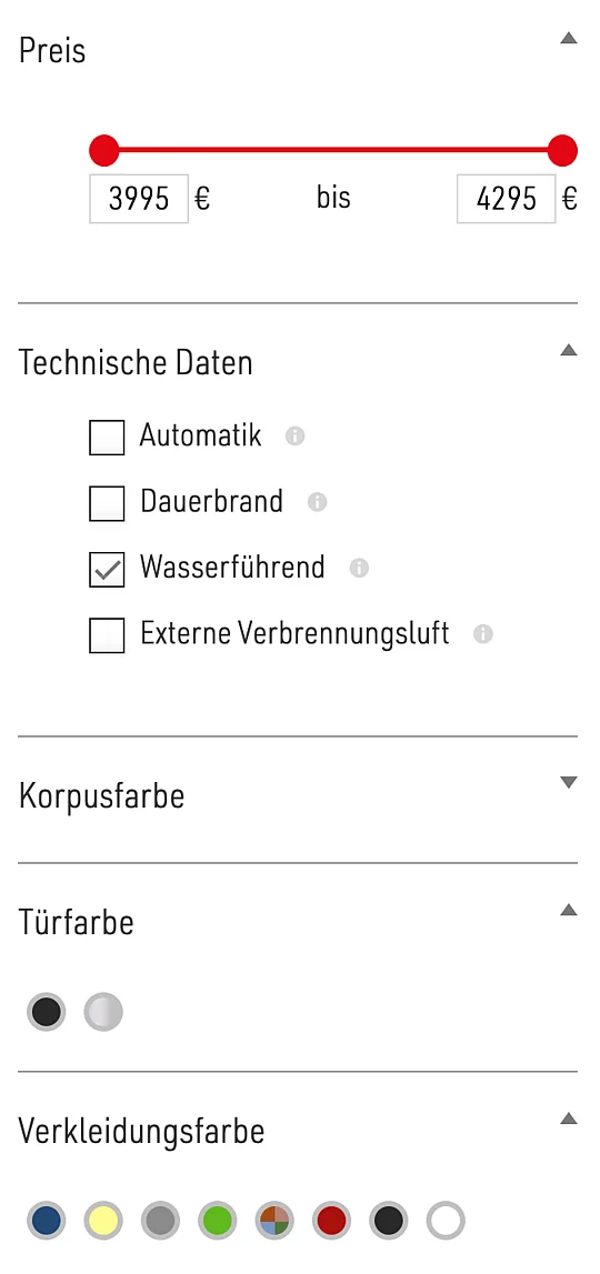 Filterung von Produkten
