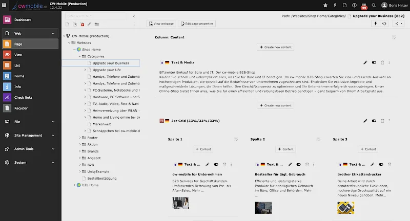 CW Mobile TYPO3 Backend