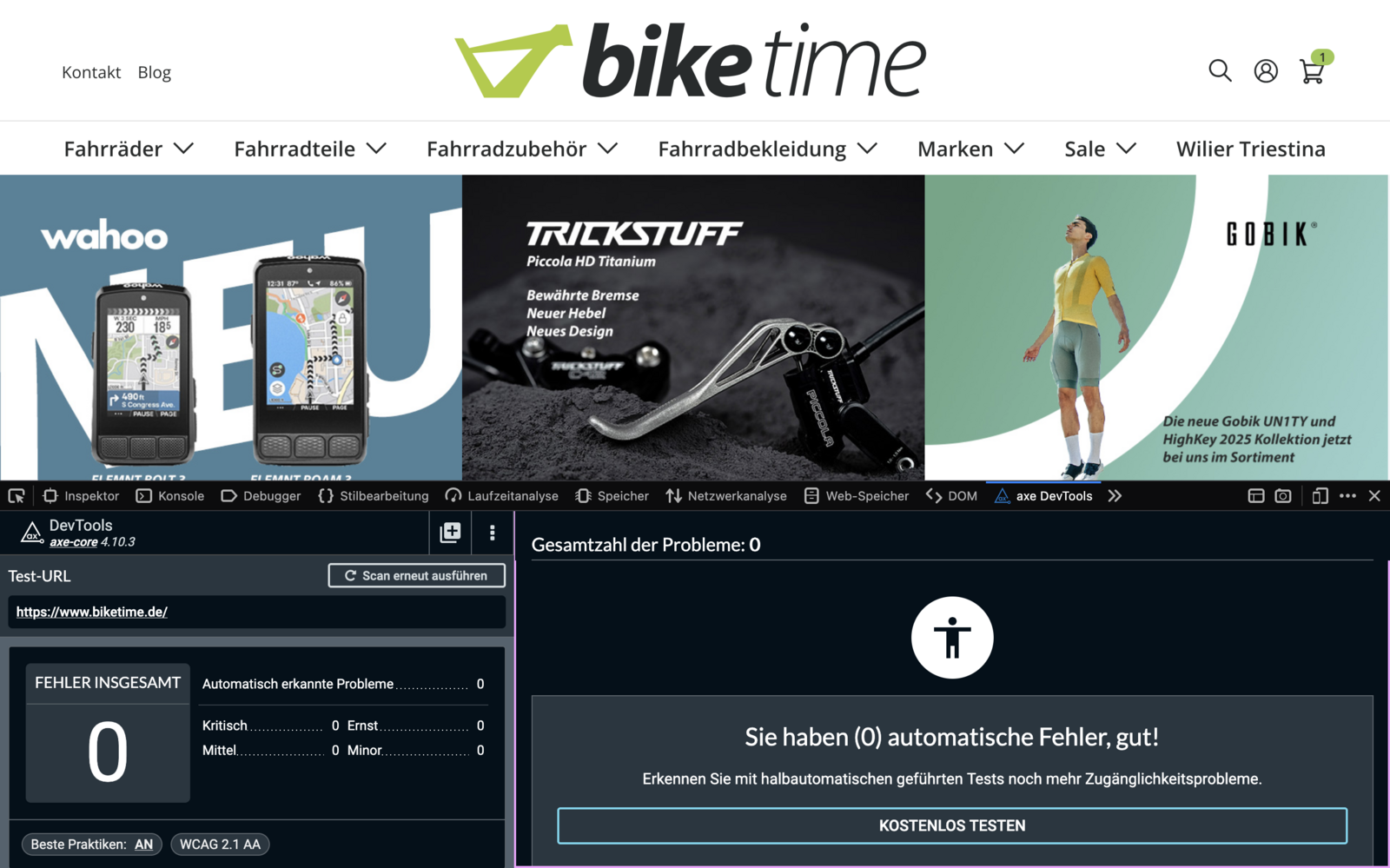 biketime - Barrierefreiheit Check mit axe-Tool biketime - Barrierefreiheit Check mit axe-Tool