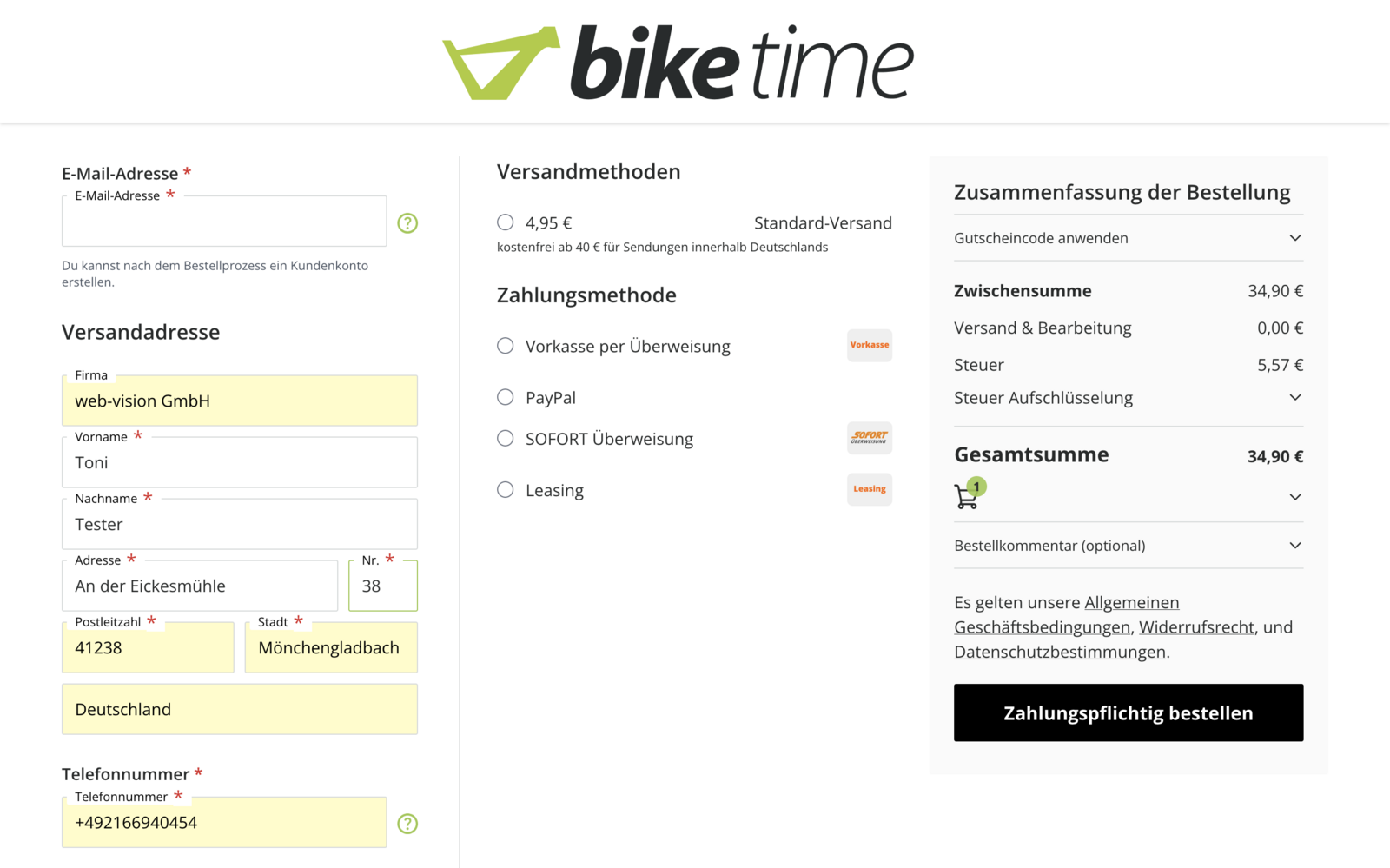 biketime Checkout