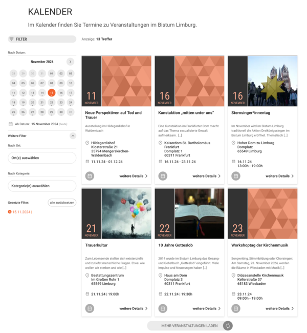 Bistum Limburg - Kalender mit Kufer-Integration Bistum Limburg - Kalender mit Kufer-Integration