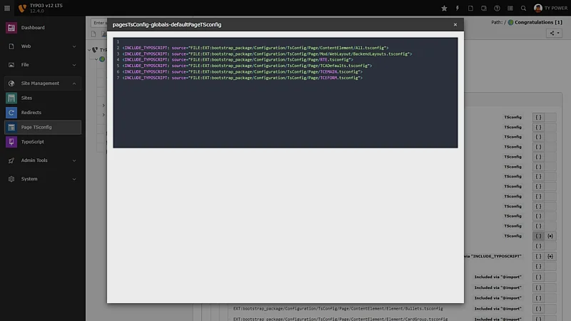 TSconfig module by TYPO3Relaese