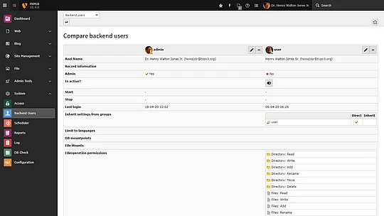 TYPO3 Backend User Comparison