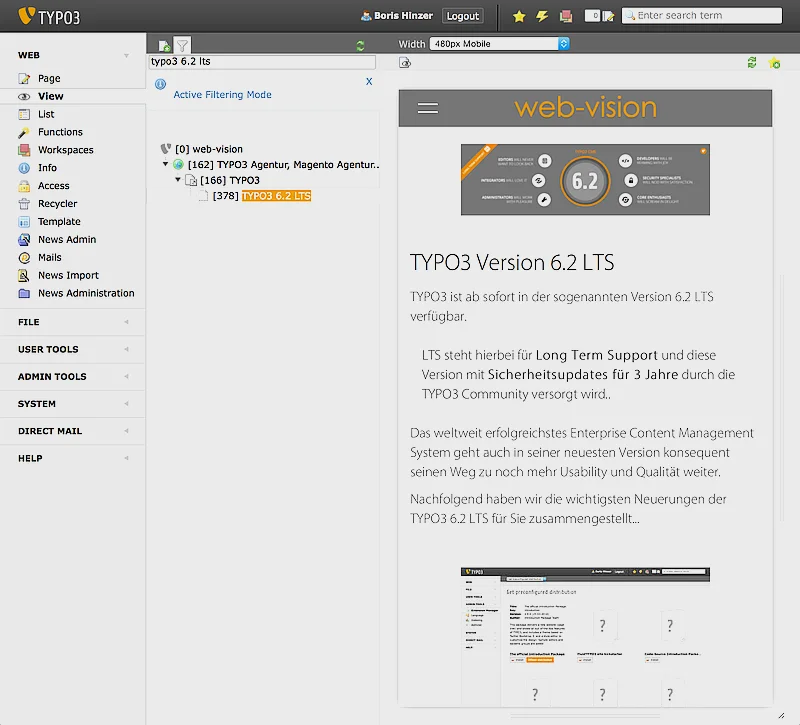 TYPO3 6.2 LTS - Mobile Ready View