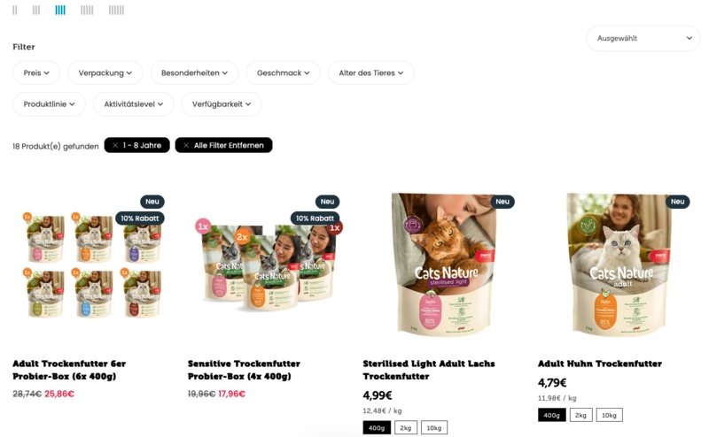 Shopify Produktfilter: mera Petfood Shopify Produktfilter: mera Petfood
