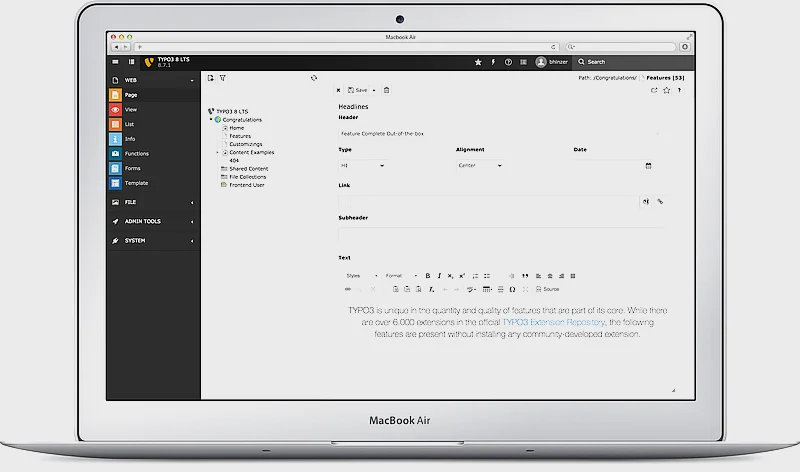 TYPO3 8 LTS Backend: Mobile Responsive TYPO3 8 LTS Backend: Mobile Responsive