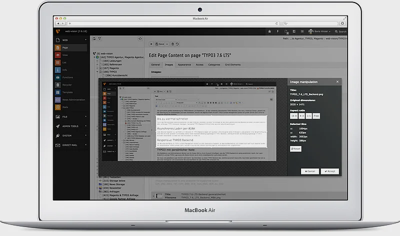 Bilder zuschneiden im TYPO3 Backend