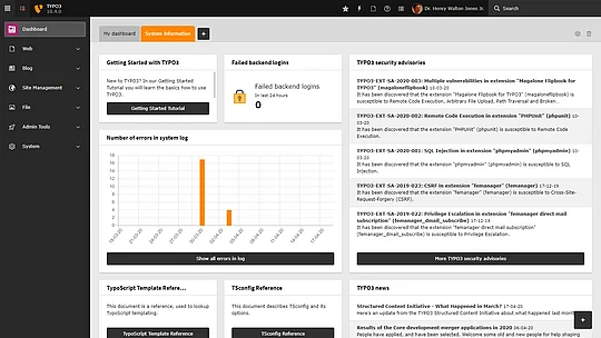TYPO3 Dashboard: System Information