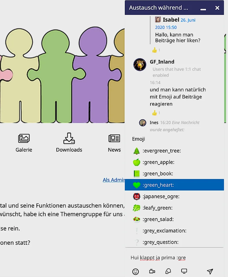 Inline-Chat in einer Portal Gruppe Inline-Chat in einer Portal Gruppe