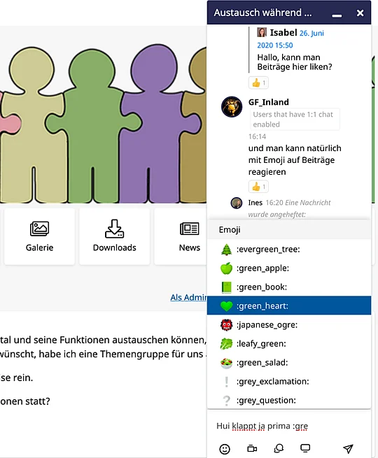 Inline chat in a portal group Inline chat in a portal group