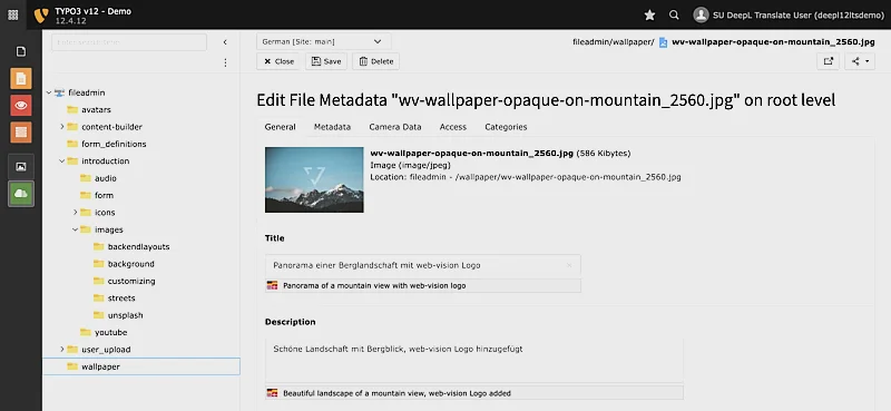DeepL Asset Translate für TYPO3 - Details