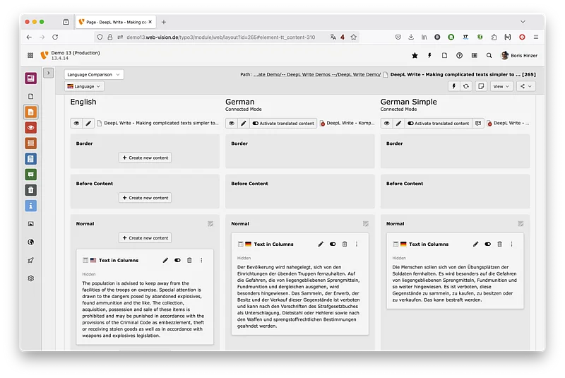 DeepL Write für TYPO3 - Einfache Sprache DeepL Write für TYPO3 - Einfache Sprache