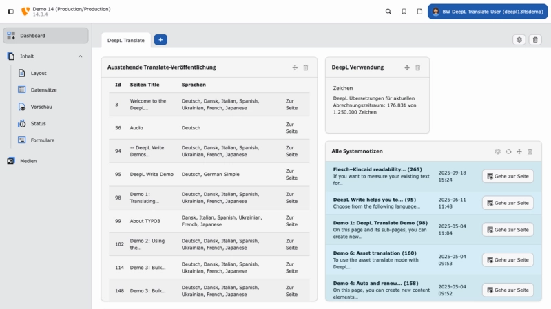 DeepL Translate for TYPO3 v14 Demo DeepL Translate for TYPO3 v14 Demo