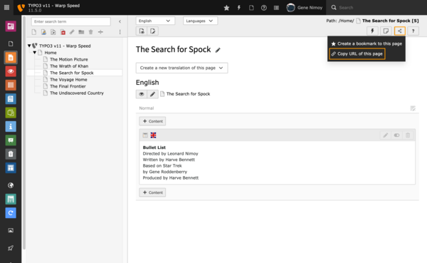 Share TYPO3 backend links Share TYPO3 backend links