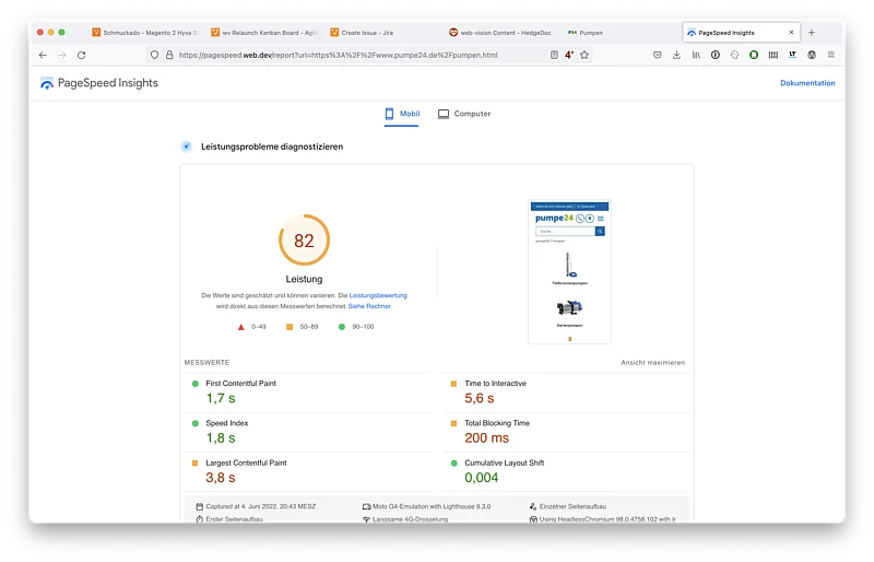Pumpe24 Pagespeed Mobile