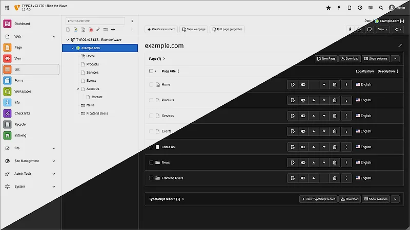 TYPO3 v13 light/dark-mode TYPO3 v13 light/dark-mode