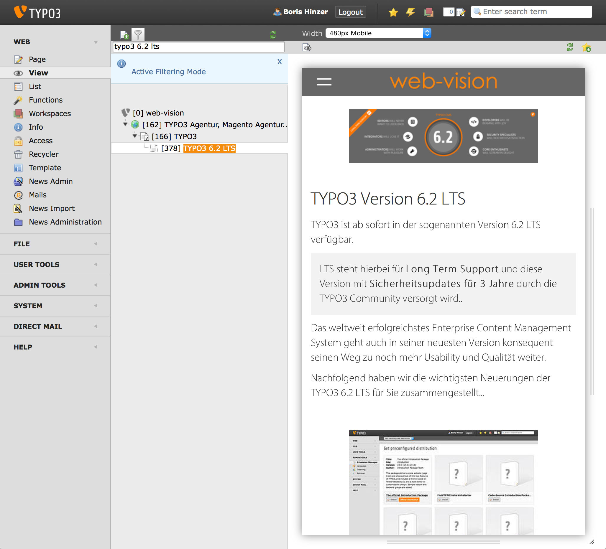 TYPO3 6.2 LTS - Mobile Ready View