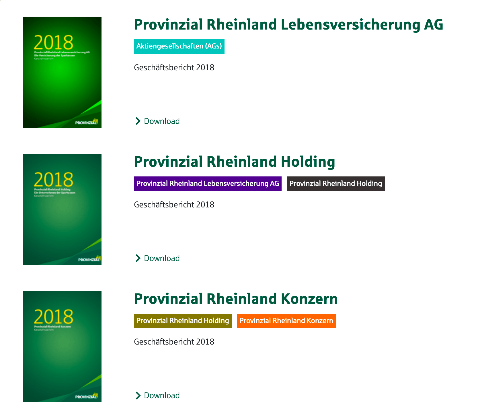 Geschäftsberichte Downloads als PDF