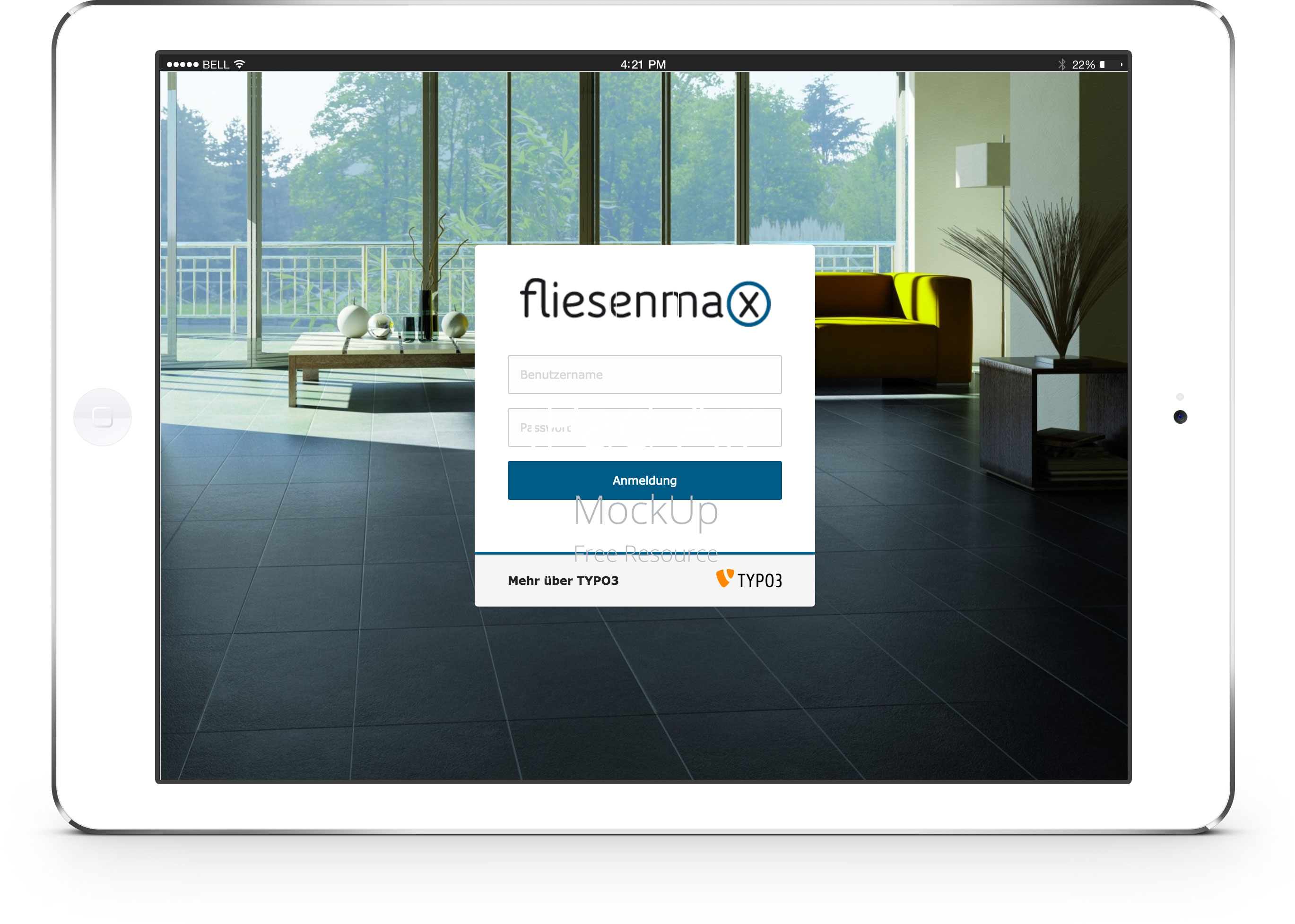 TYPO3 Login Screen - Fliesenmax Branding