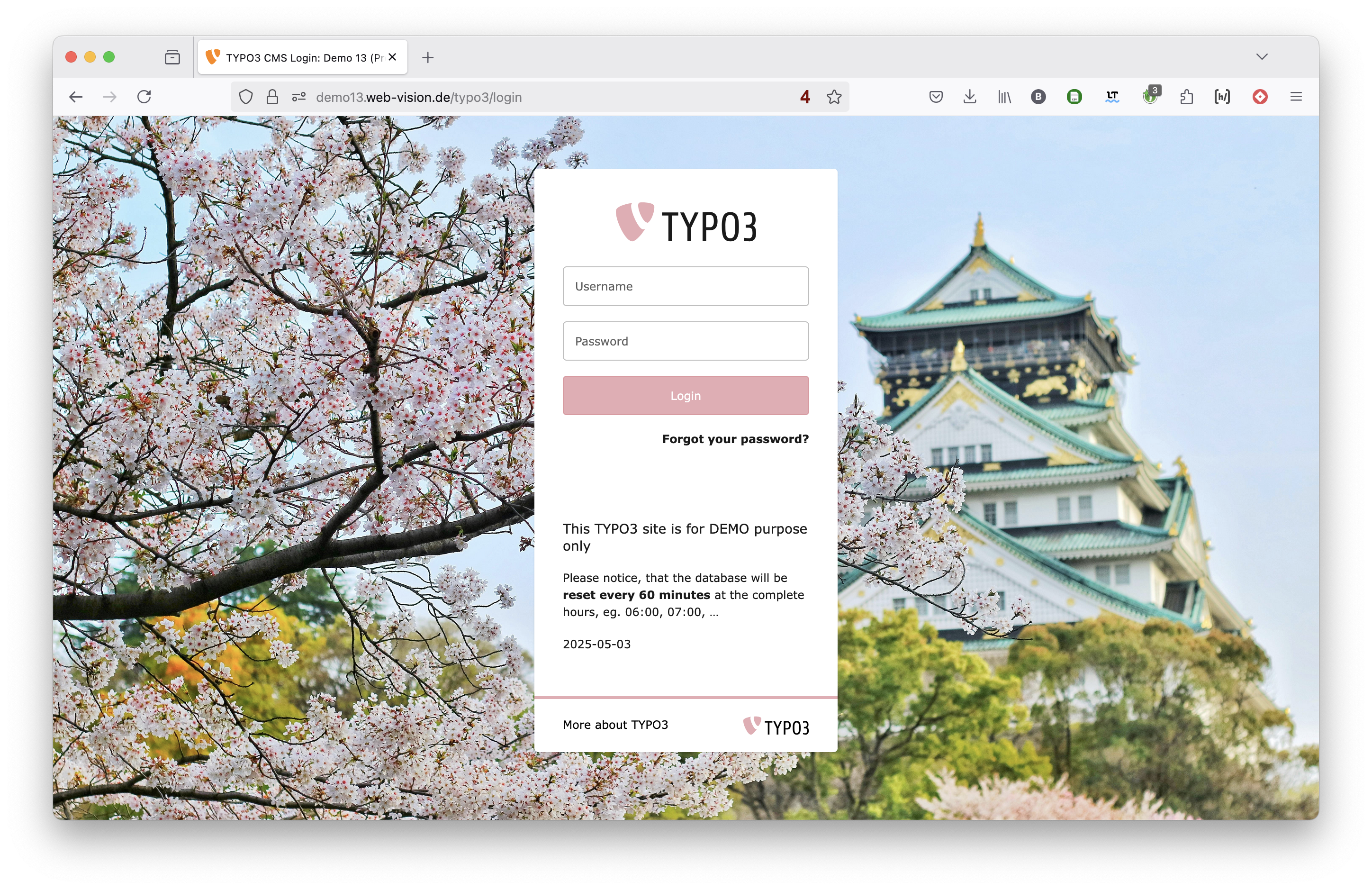 DeepL Translate Demo TYPO3 v13: Login DeepL Translate Demo TYPO3 v13: Login
