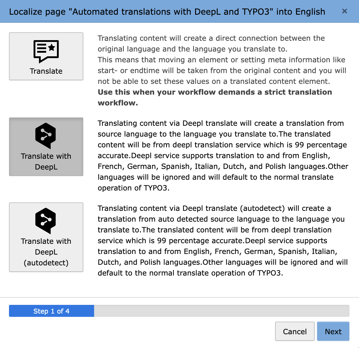 Translations in TYPO3 with DeepL