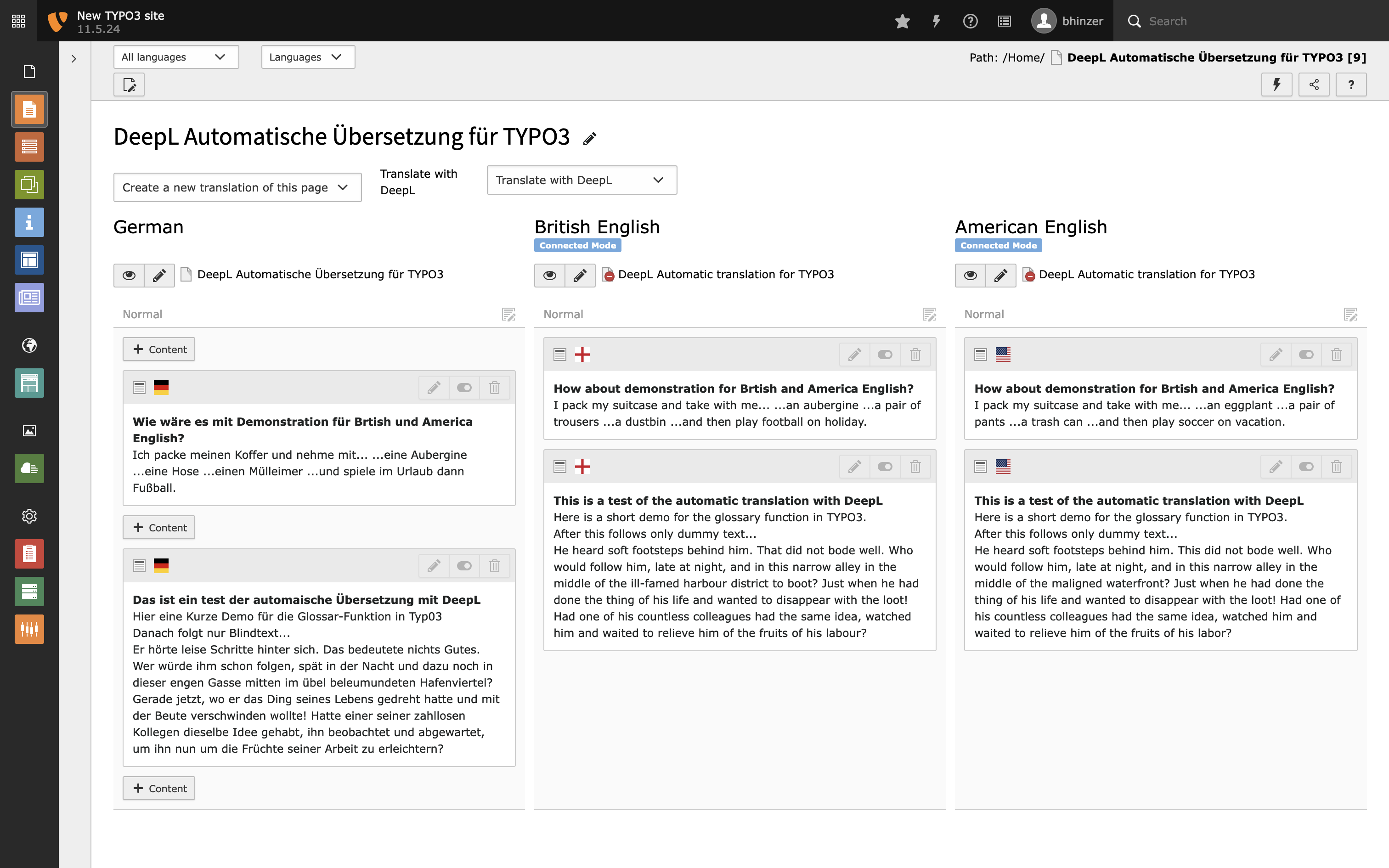 TYPO3 DeepL Translate 3.0 - Glossar und Sprach-Varianten