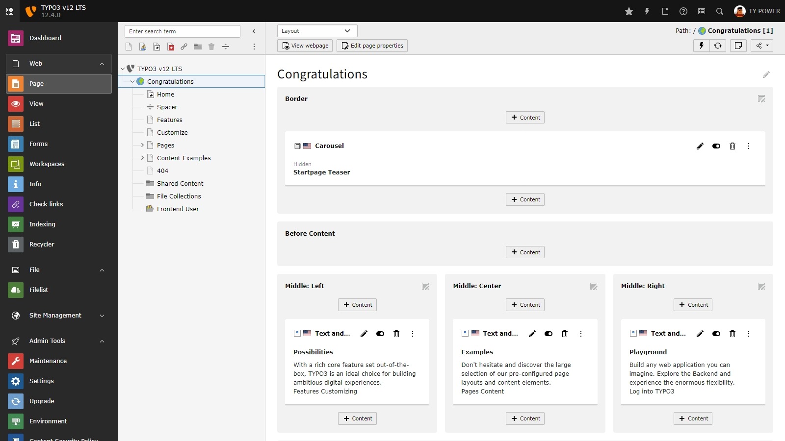 TYPO3 Seitenmodul in TYPO3 v12 LTS