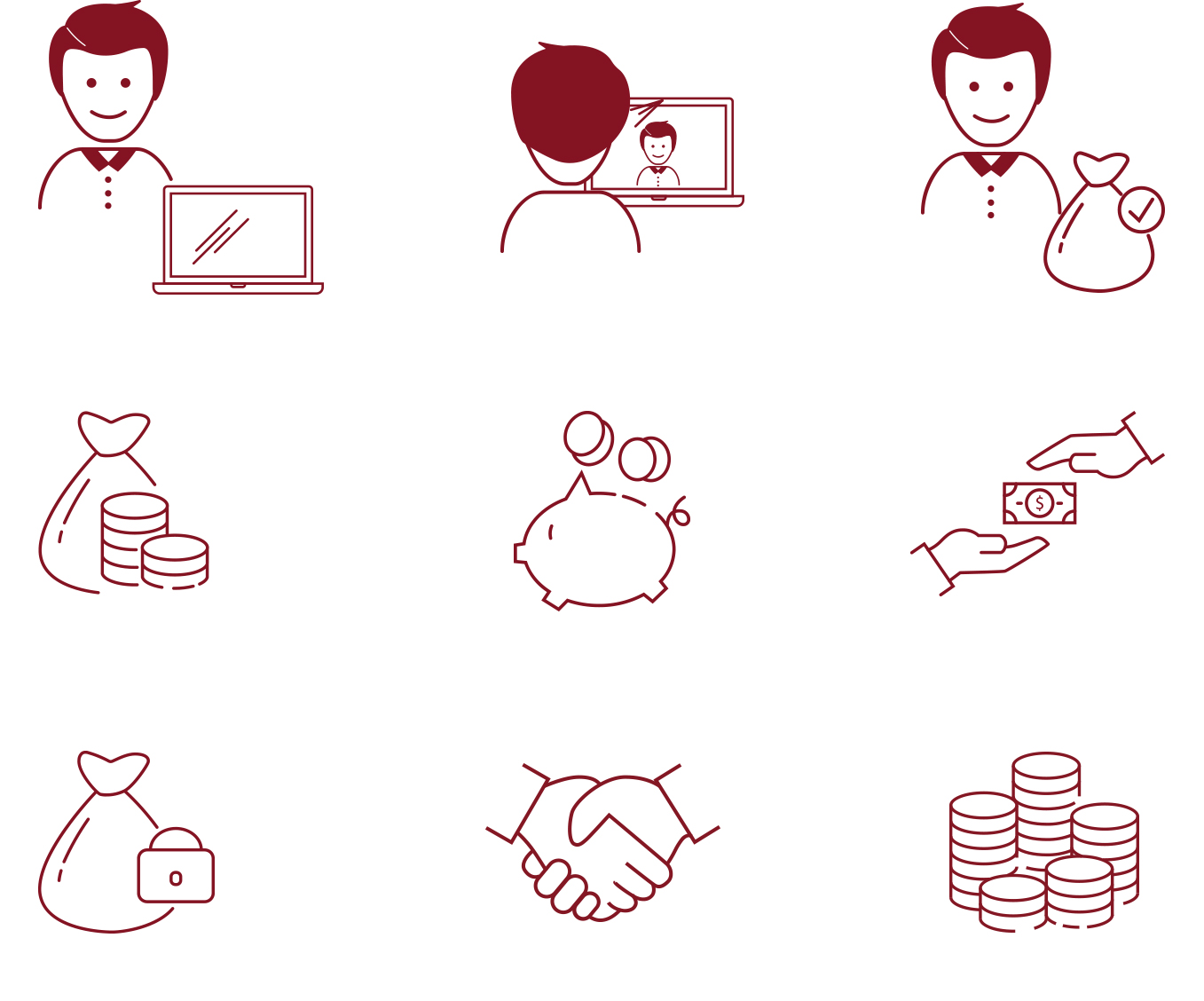 An excerpt from the icon set specially developed for the €uro-Fonds-Shop