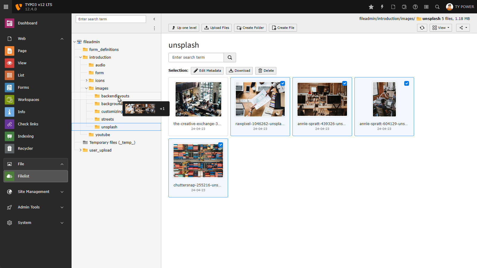 Filelist Drag & Move TYPO3 Filelist Drag & Move Modul by TYPO3 v12 LTS