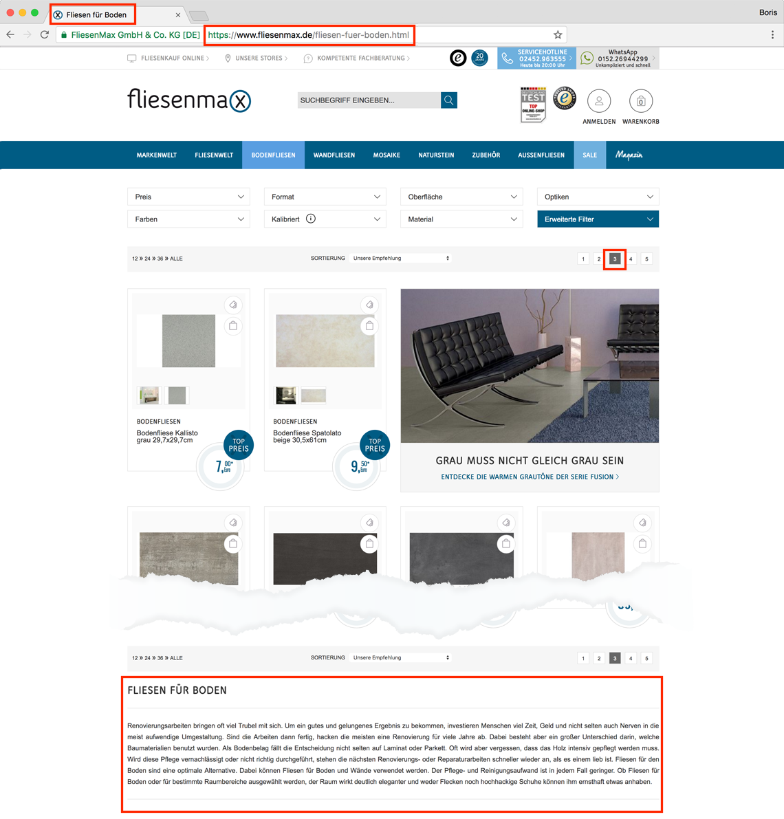 TYPO3 CMS SEO Inhalte: Kategorieseite 3 Anderer Titel, andere URL, anderer SEO Inhalt