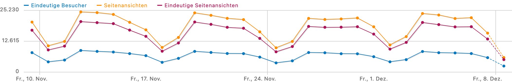 Matomo Auswertung eines Monats der Website Besucher