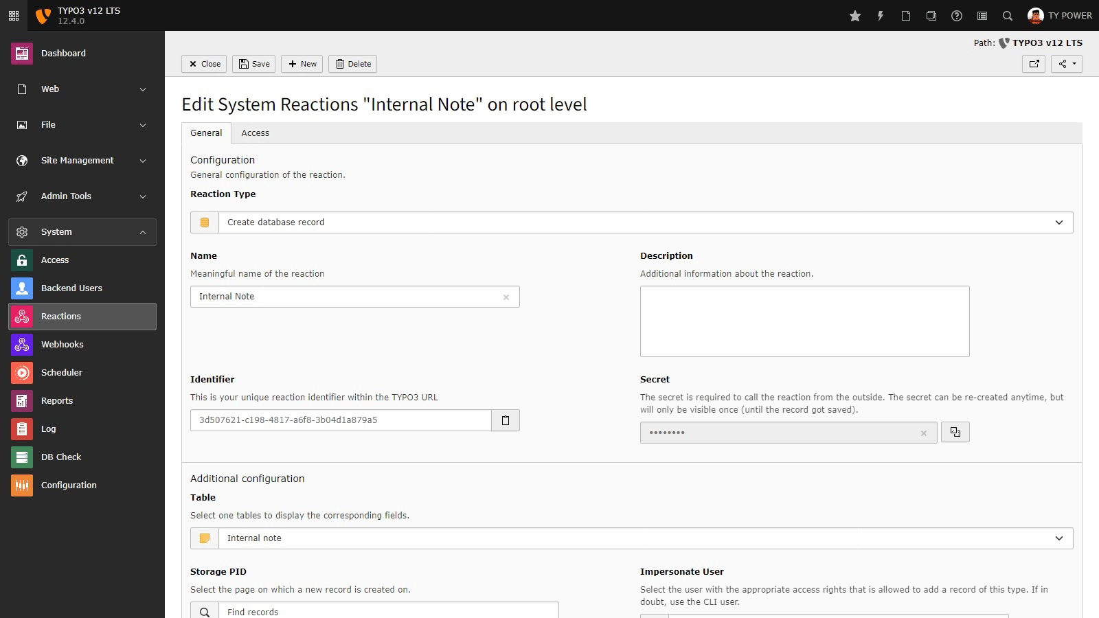 TYPO3-Reaktion erstellen TYPO3-Reaktion erstellen in TYPO3 v12 LTS