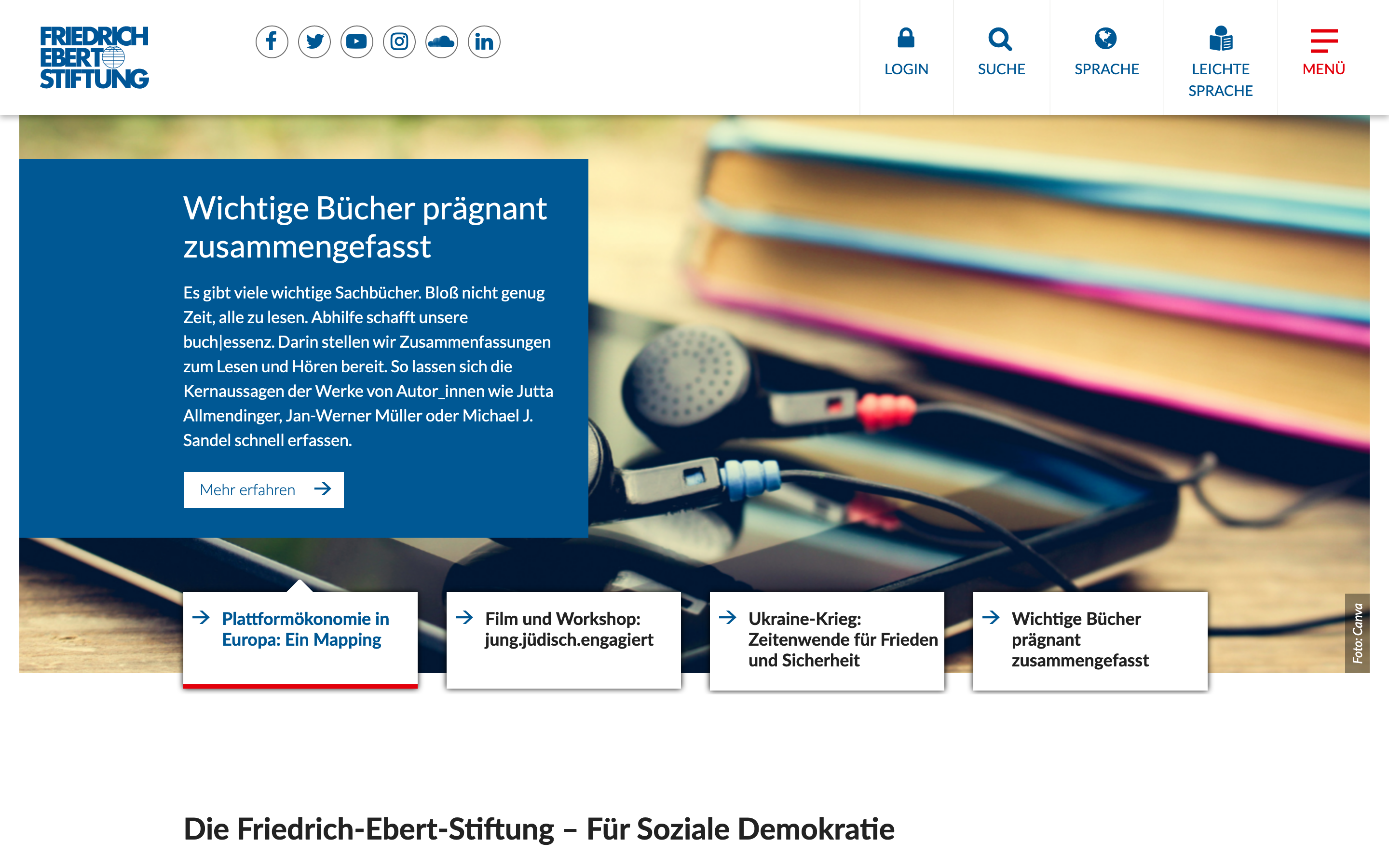 Friedrich-Ebert-Stiftung TYPO3 Website Ausschnitt
