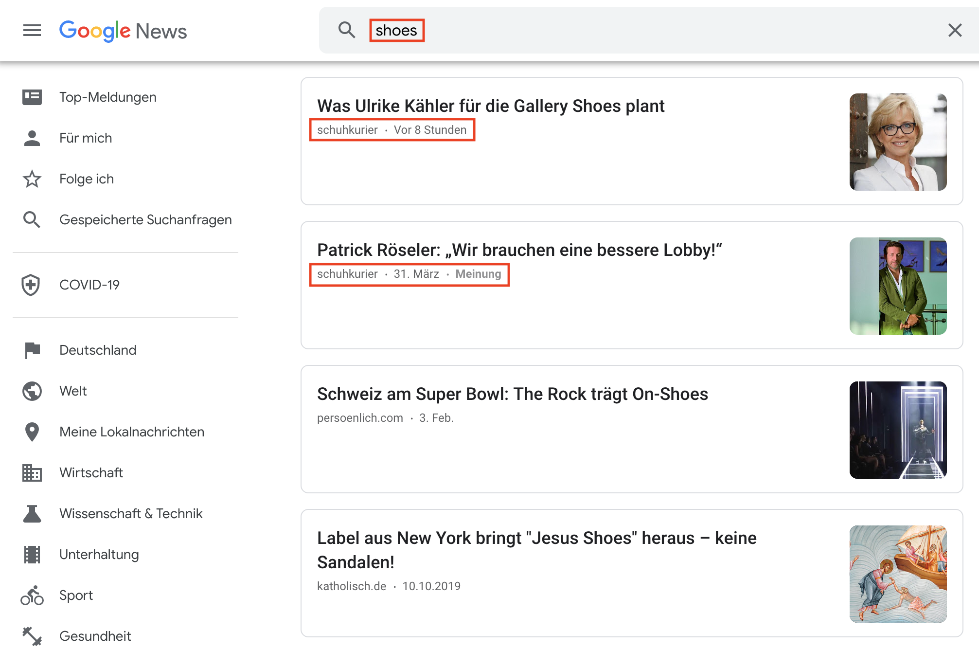 Top Platzierungen in Google News