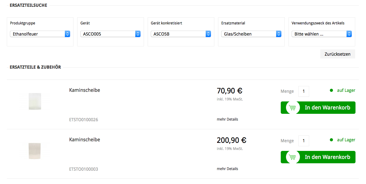 Ersatzteilfinder im Hark Online Shop